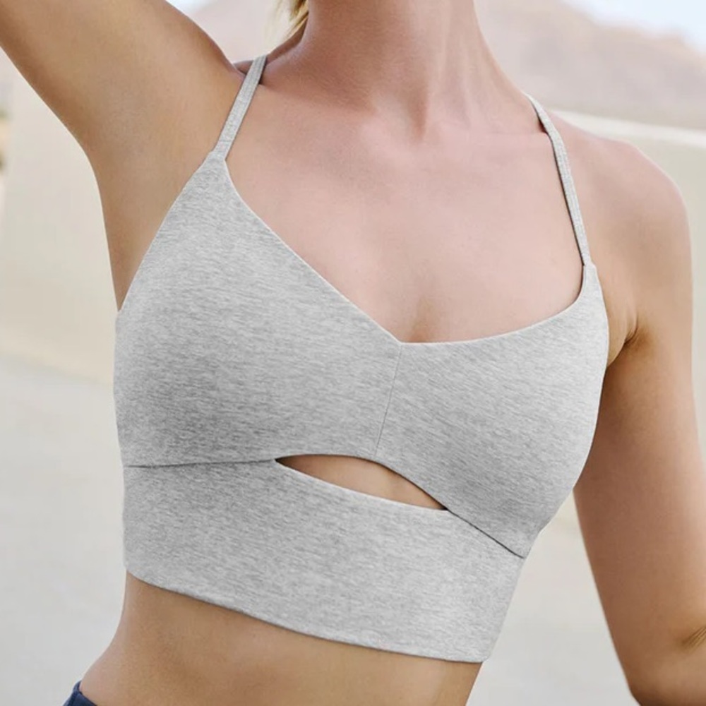 Alo Yoga Alosoft Highlight Bra Athletic Heather Grey S